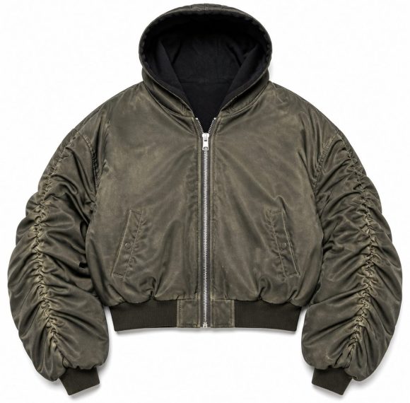 Custom Distressed Hooded Bomber Jacket Wholesale