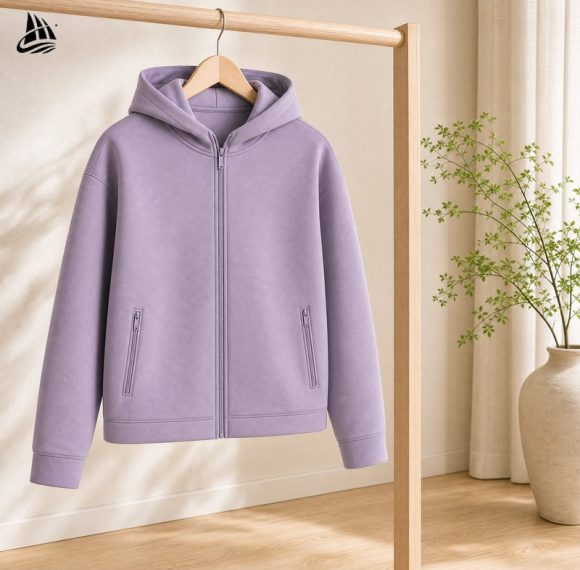 Custom Lavender Zip-Up Hoodie Wholesale