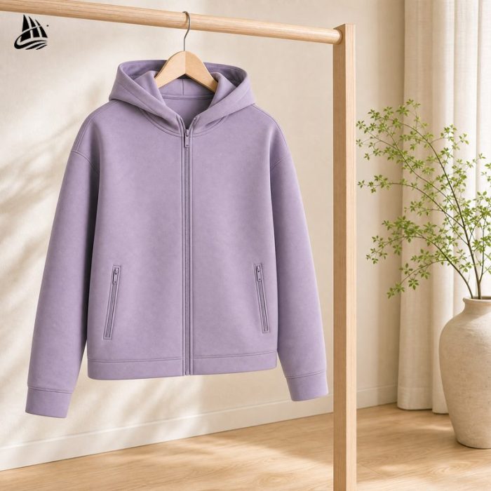 Custom Lavender Zip-Up Hoodie Wholesale