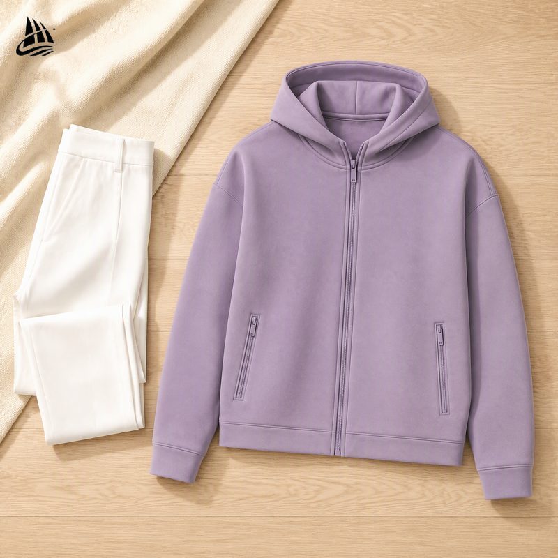 Custom Lavender Zip-Up Hoodie Wholesale wholesale