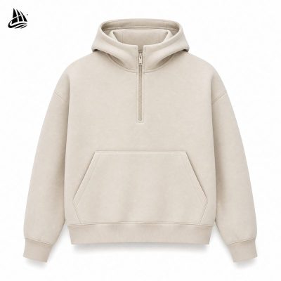 Custom Off-White Half-Zip Hoodie Wholesale