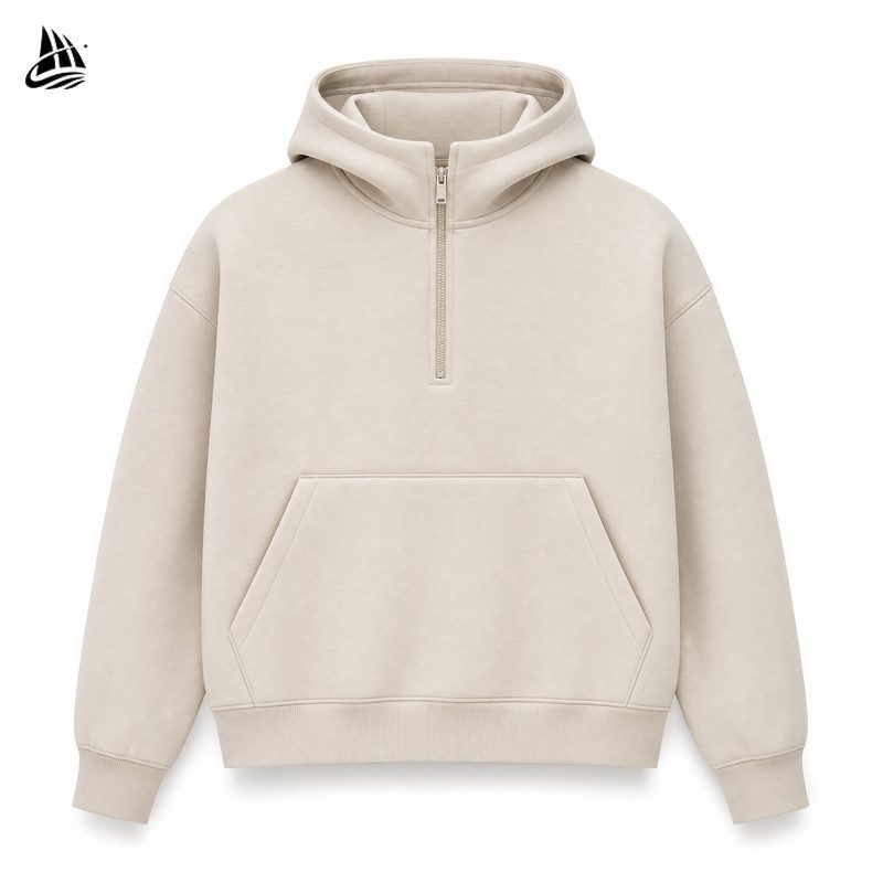 Custom Off-White Half-Zip Hoodie Wholesale wholesale