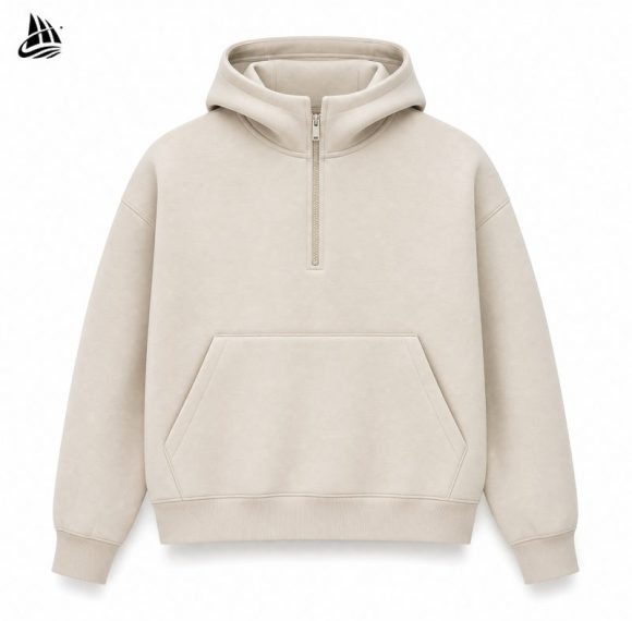 Custom Off-White Half-Zip Hoodie Wholesale