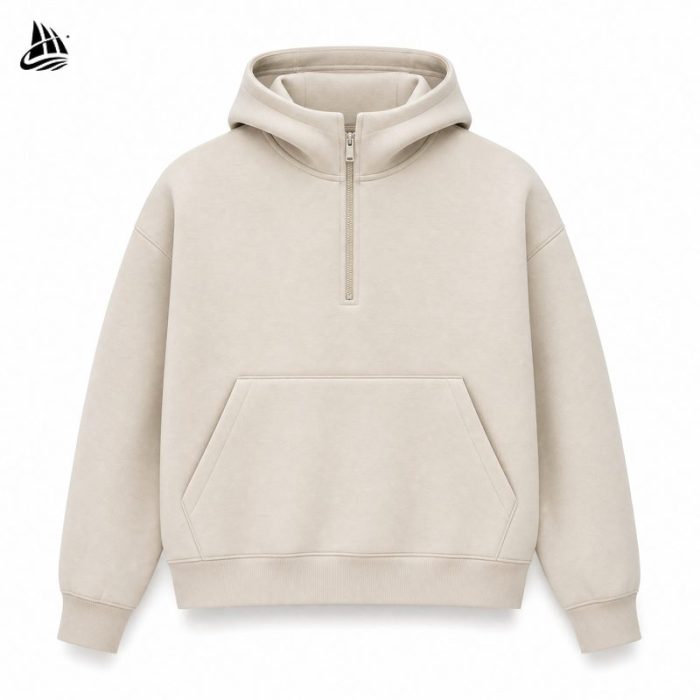 Custom Off-White Half-Zip Hoodie Wholesale