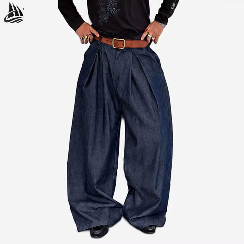 Custom Pleated Wide-Leg Jeans Wholesale wholesale