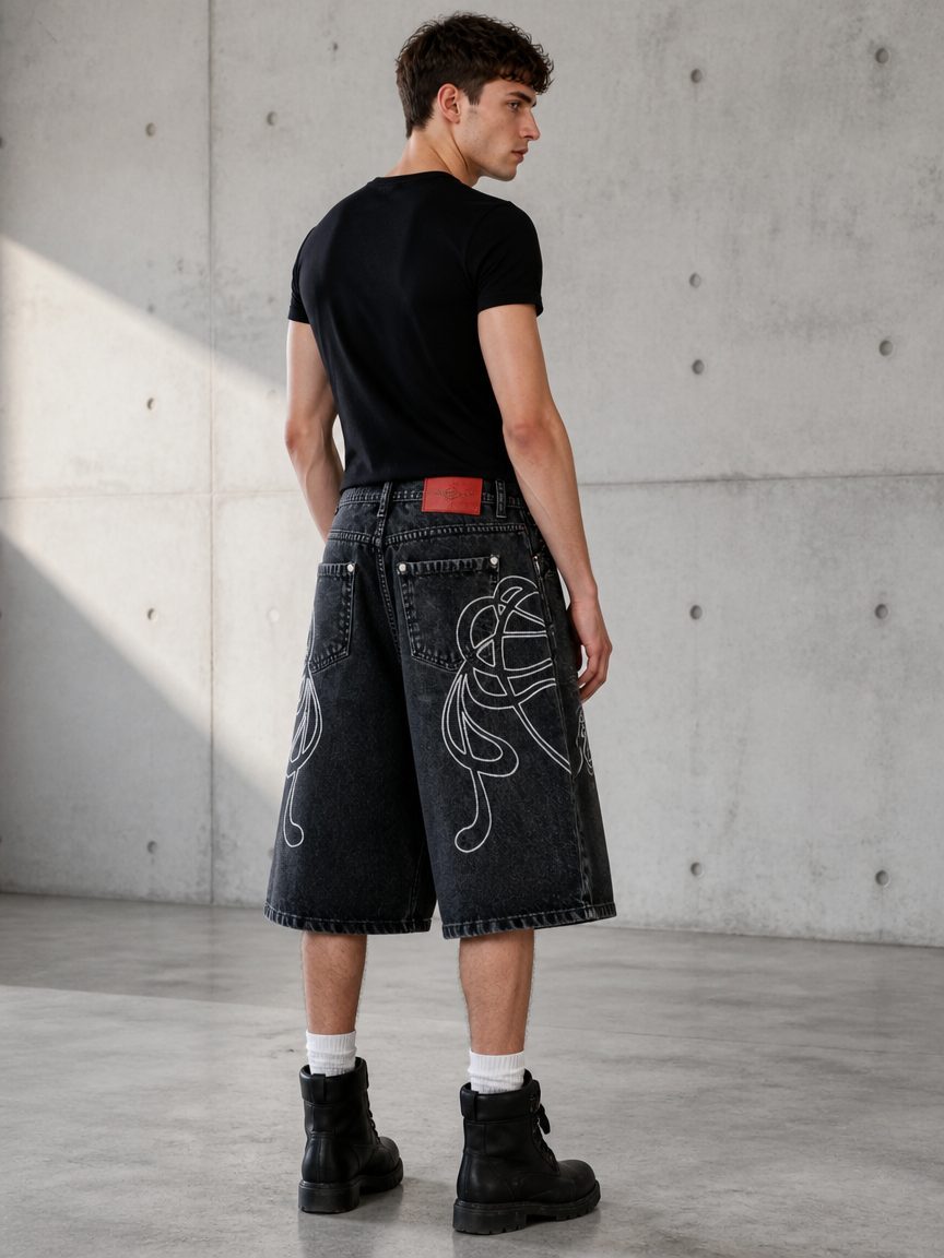 Custom Black Denim Shorts Wholesale wholesale