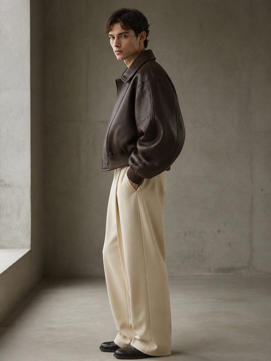 Custom Brown PU Bomber Jacket Wholesale wholesale