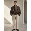 Custom Brown PU Bomber Jacket Wholesale