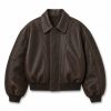 Custom Brown PU Bomber Jacket Wholesale