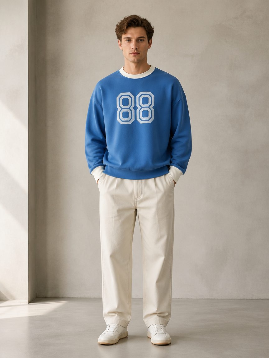 Custom Blue 88 Crewneck Sweatshirt from the INFULLSAIL streetwear range