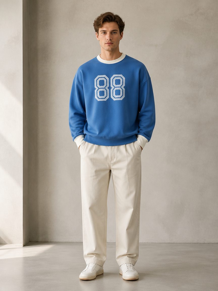 Custom Blue 88 Crewneck Sweatshirt Wholesale wholesale