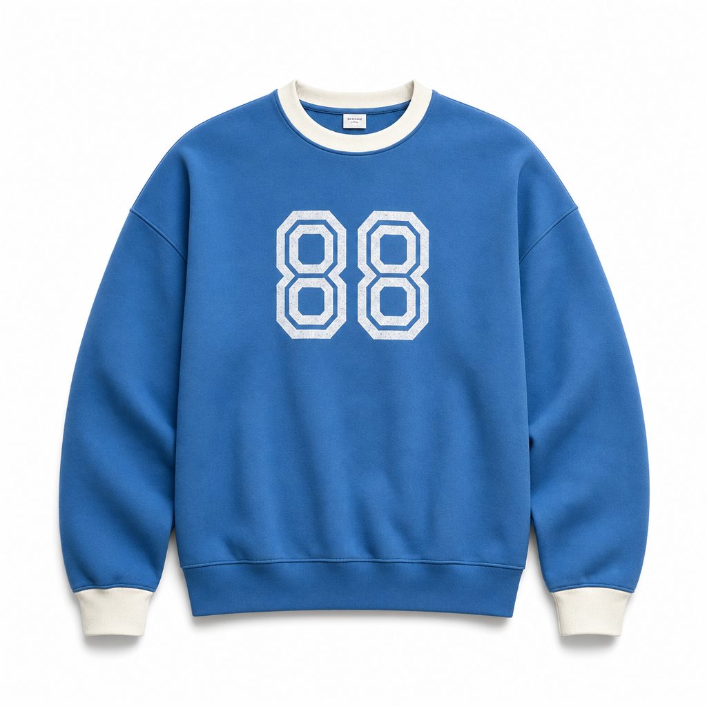 Custom Blue 88 Crewneck Sweatshirt from the INFULLSAIL streetwear range