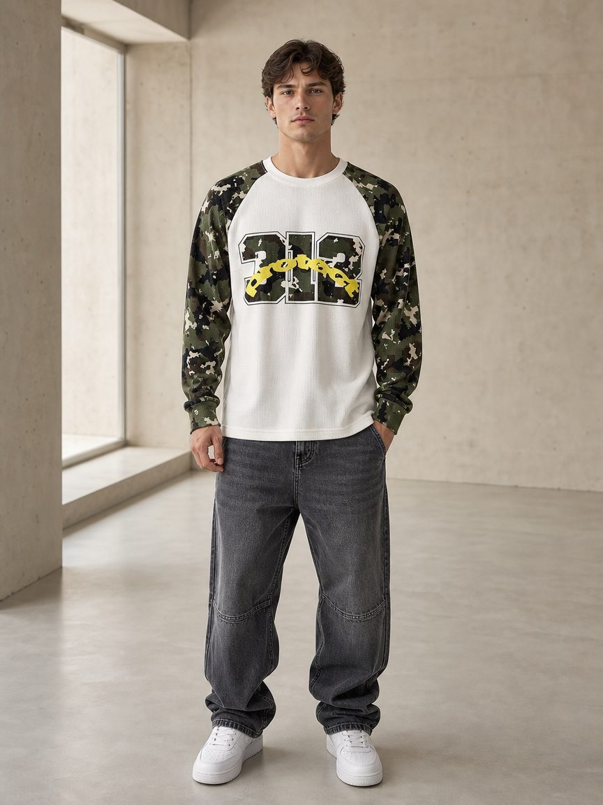 Custom Camo Sleeve Crewneck Sweatshirt Wholesale wholesale