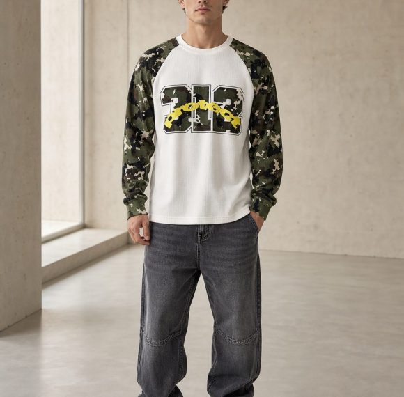 Custom Camo Sleeve Crewneck Sweatshirt Wholesale