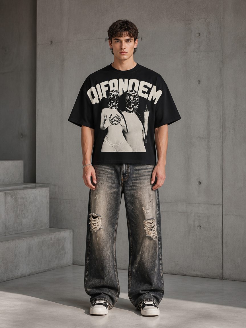 Custom Black Graphic Print Tee Wholesale wholesale
