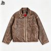 Custom Brown Distressed Leather Jacket Wholesale