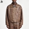 Custom Brown Distressed Leather Jacket Wholesale