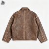 Custom Brown Distressed Leather Jacket Wholesale