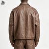 Custom Brown Distressed Leather Jacket Wholesale