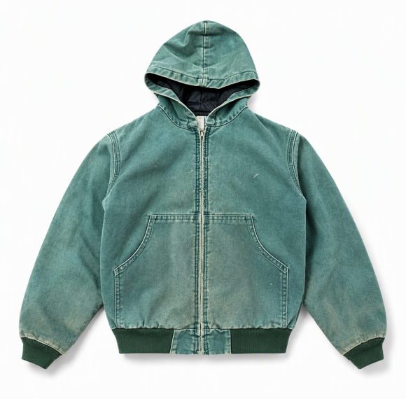 Custom Teal Hooded Utility Jacket Wholesale