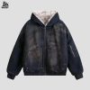 Custom Washed Denim Hooded Jacket Wholesale