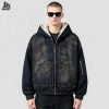 Custom Washed Denim Hooded Jacket Wholesale
