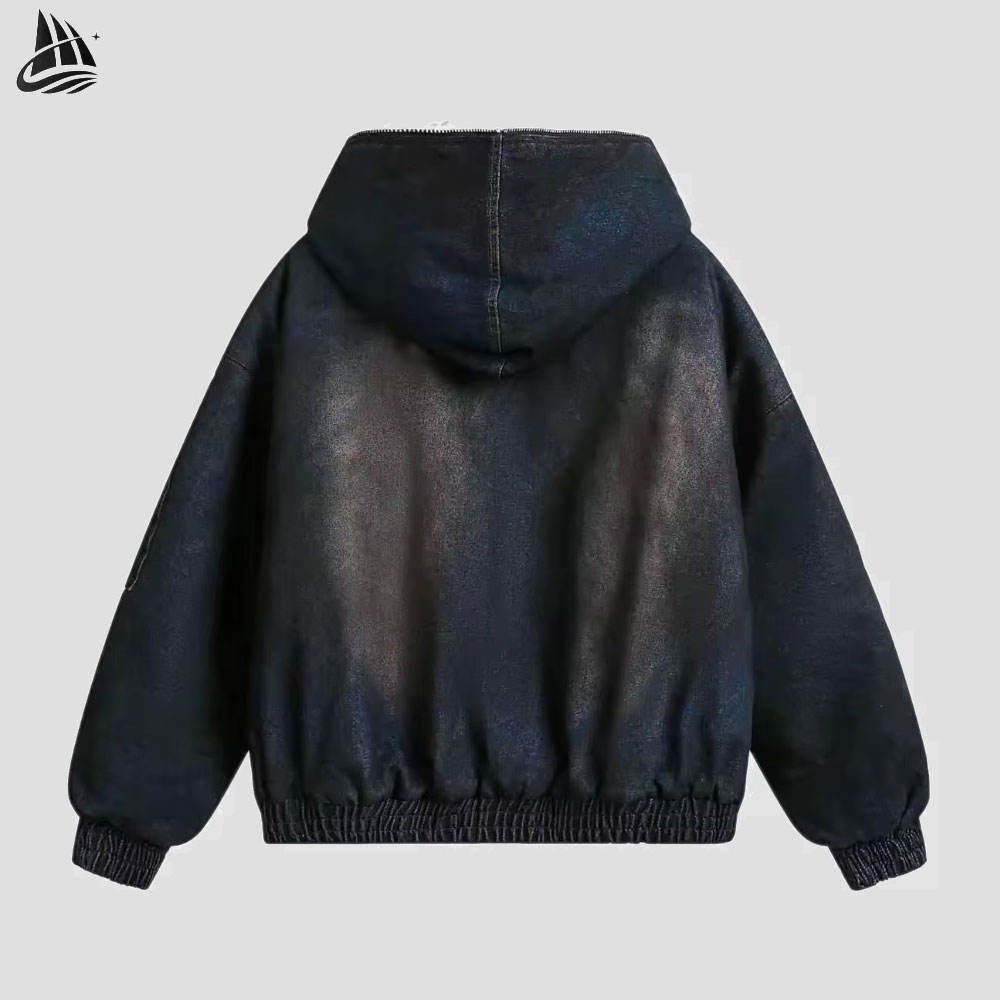 Custom Washed Denim Hooded Jacket from the INFULLSAIL streetwear range