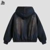 Custom Washed Denim Hooded Jacket Wholesale