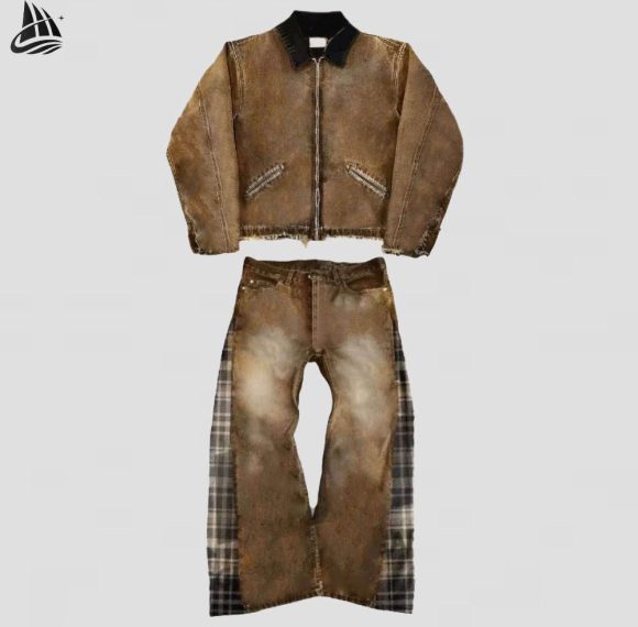 Custom Washed Denim Two-Piece Set Wholesale