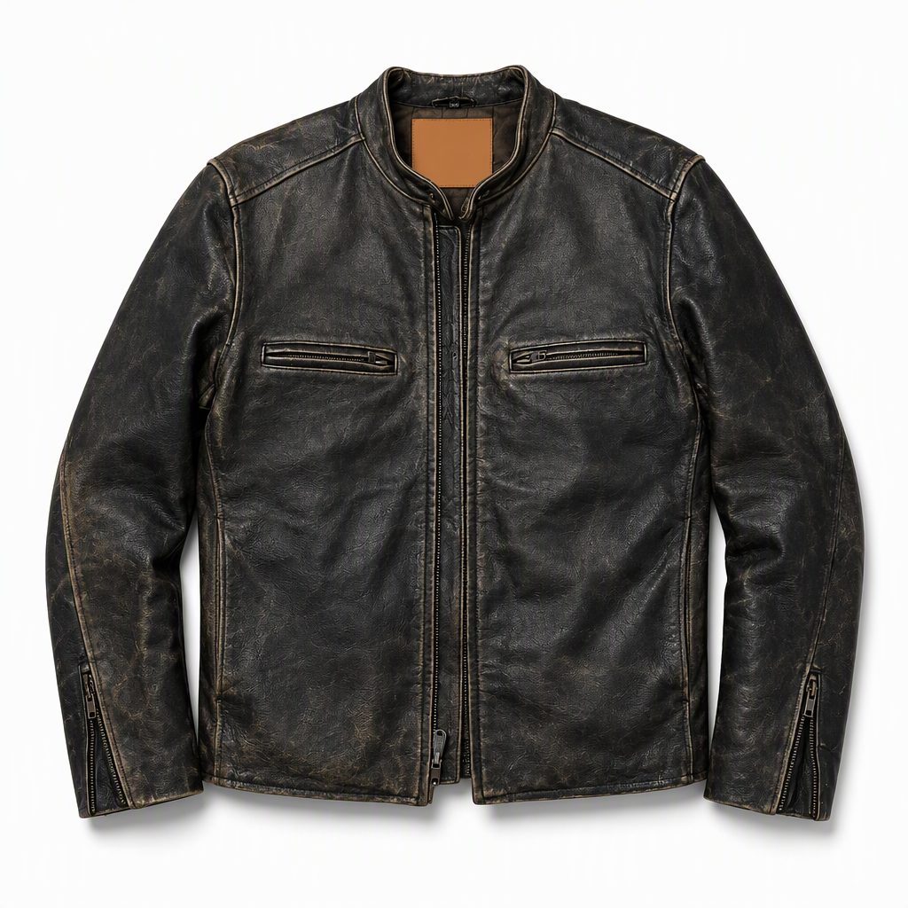 Custom Distressed Leather Moto Jacket Wholesale wholesale