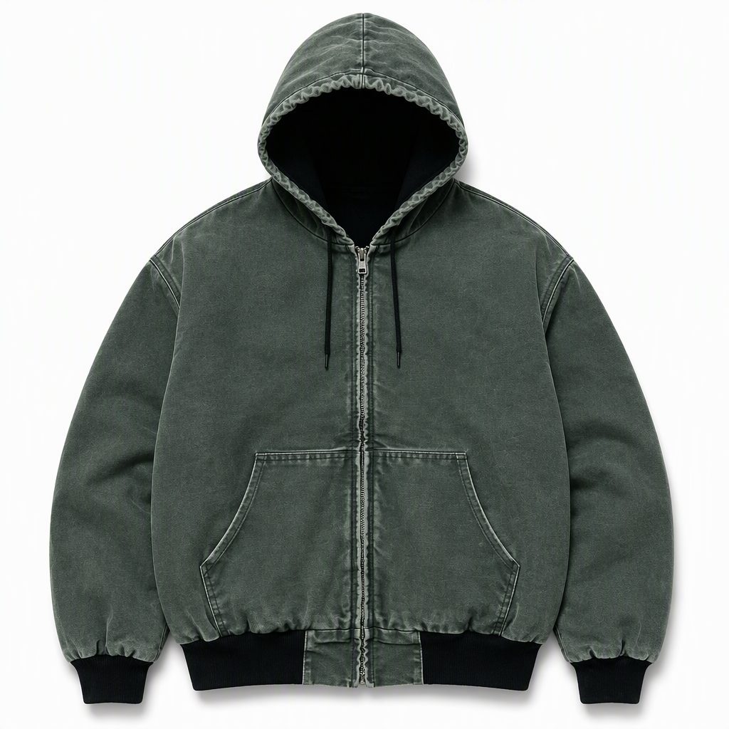 Custom Olive Hooded Work Jacket Wholesale wholesale