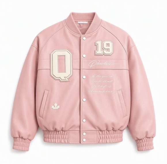 Custom Pink Varsity Bomber Jacket Wholesale