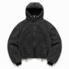 Custom Washed Black Hooded Jacket Wholesale