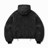 Custom Washed Black Hooded Jacket Wholesale