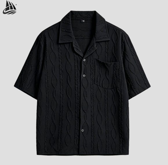 Custom Cable Knit Short Sleeve Shirt Wholesale