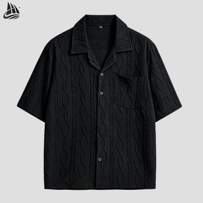 Custom Cable Knit Short Sleeve Shirt Wholesale