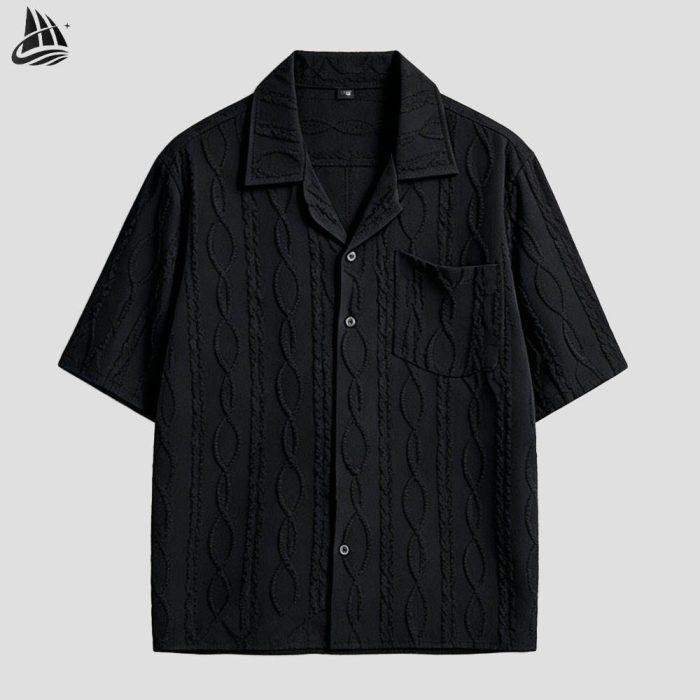 Custom Cable Knit Short Sleeve Shirt Wholesale