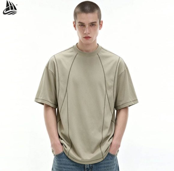 Custom Contrast Stitch Short Sleeve T-Shirt Wholesale