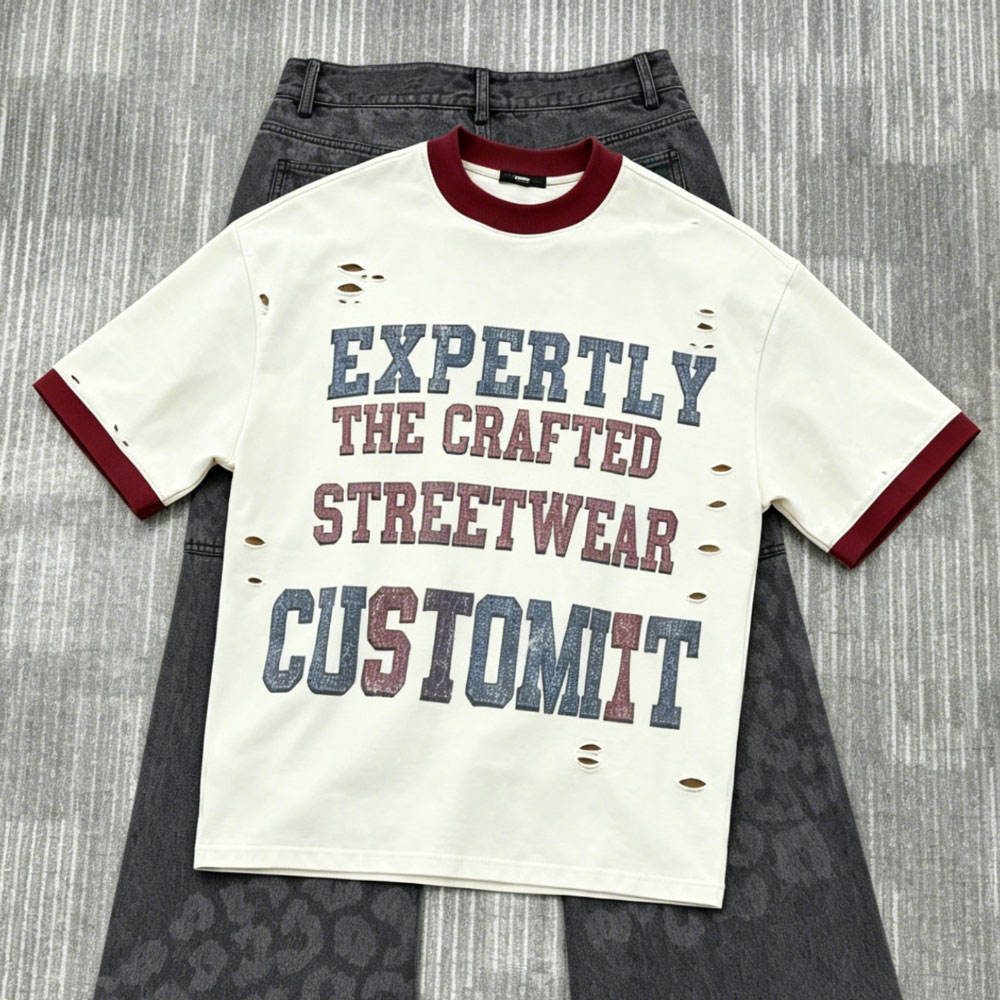 Custom Distressed Ringer T-Shirt Wholesale wholesale