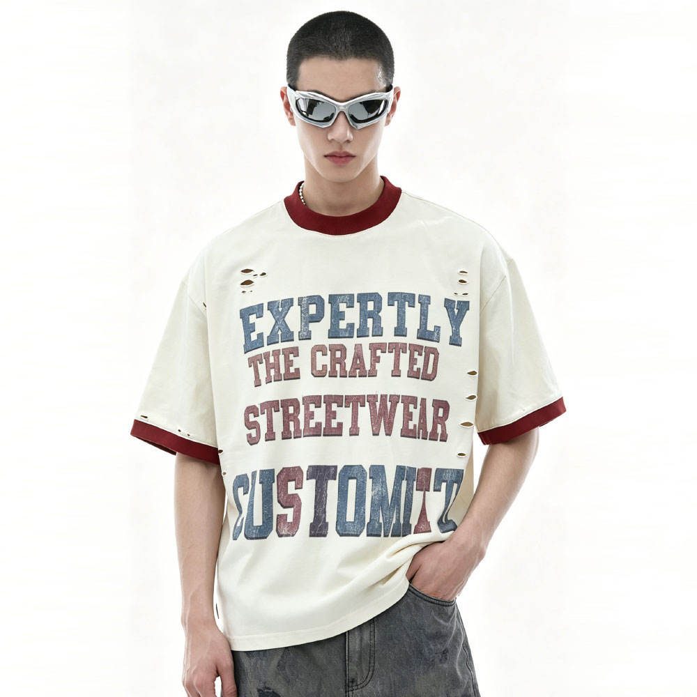 Custom Distressed Ringer T-Shirt Wholesale wholesale