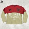 Custom Color-Block Distressed Long Sleeve T-Shirt Wholesale