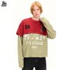 Custom Color-Block Distressed Long Sleeve T-Shirt Wholesale
