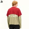 Custom Color-Block Distressed Long Sleeve T-Shirt Wholesale