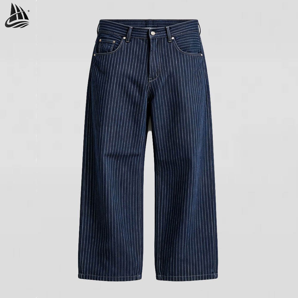 Custom Navy Pinstripe Wide Leg Pants from the INFULLSAIL streetwear range