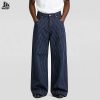 Custom Navy Pinstripe Wide Leg Pants Wholesale