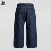 Custom Navy Pinstripe Wide Leg Pants Wholesale