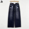 Custom Plaid Pocket Wide Leg Jeans Wholesale