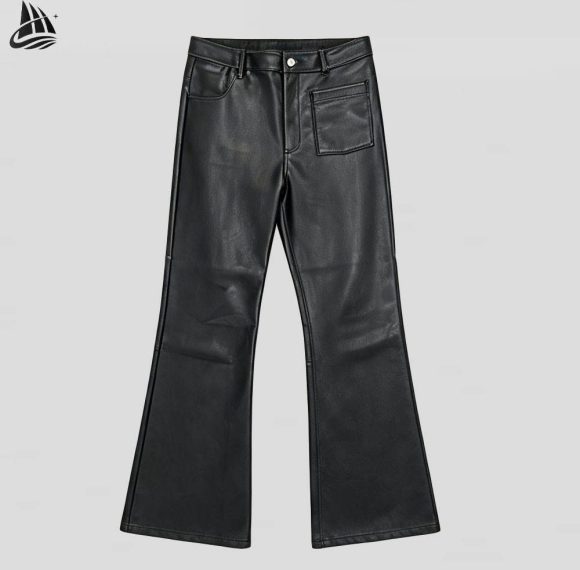 Custom Faux Leather Flared Pants Wholesale
