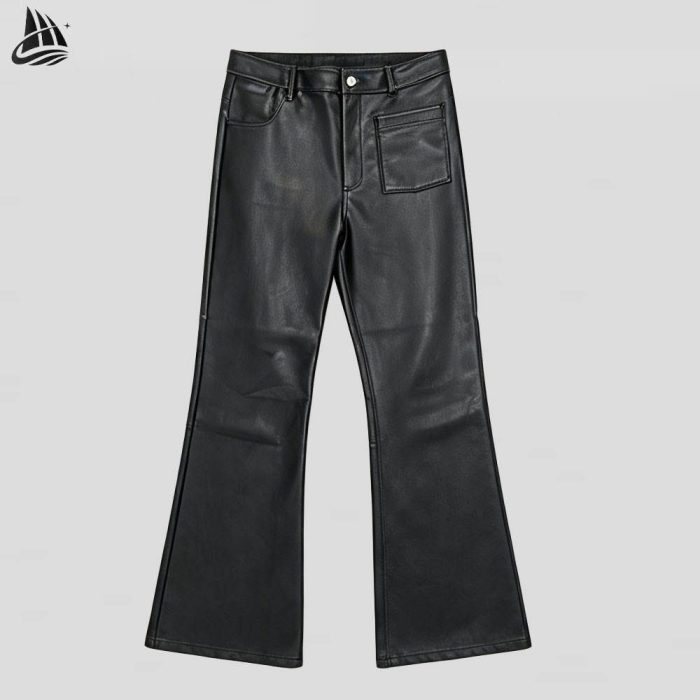 Custom Faux Leather Flared Pants Wholesale