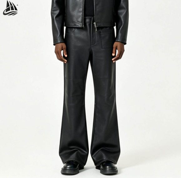 Custom Faux Leather Flared Pants Wholesale